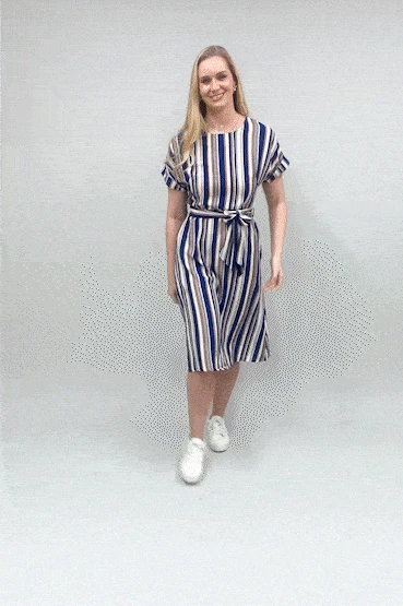Yumi Blue Striped Day Dress 2 Yumi Blue Striped Day Dress - Image 2
