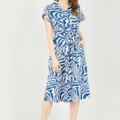 Yumi Blue Zebra Print Shirt Dress -Cheap My Dreamy Dress Store blue zebra print shirt dress p10476 111396 image