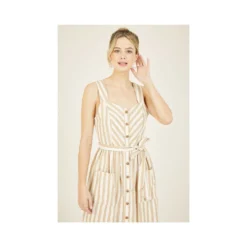 Yumi Brown Striped Button Through Dress 6 Yumi Brown Striped Button Through Dress -Cheap My Dreamy Dress Store brown striped button through dress p8345 70737 image