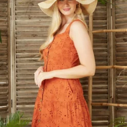 Yumi Burnt Orange Cotton Broderie Anglaise Dress 8 Yumi Burnt Orange Cotton Broderie Anglaise Dress -Cheap My Dreamy Dress Store burnt orange cotton broderie anglaise dress p8304 110489 image