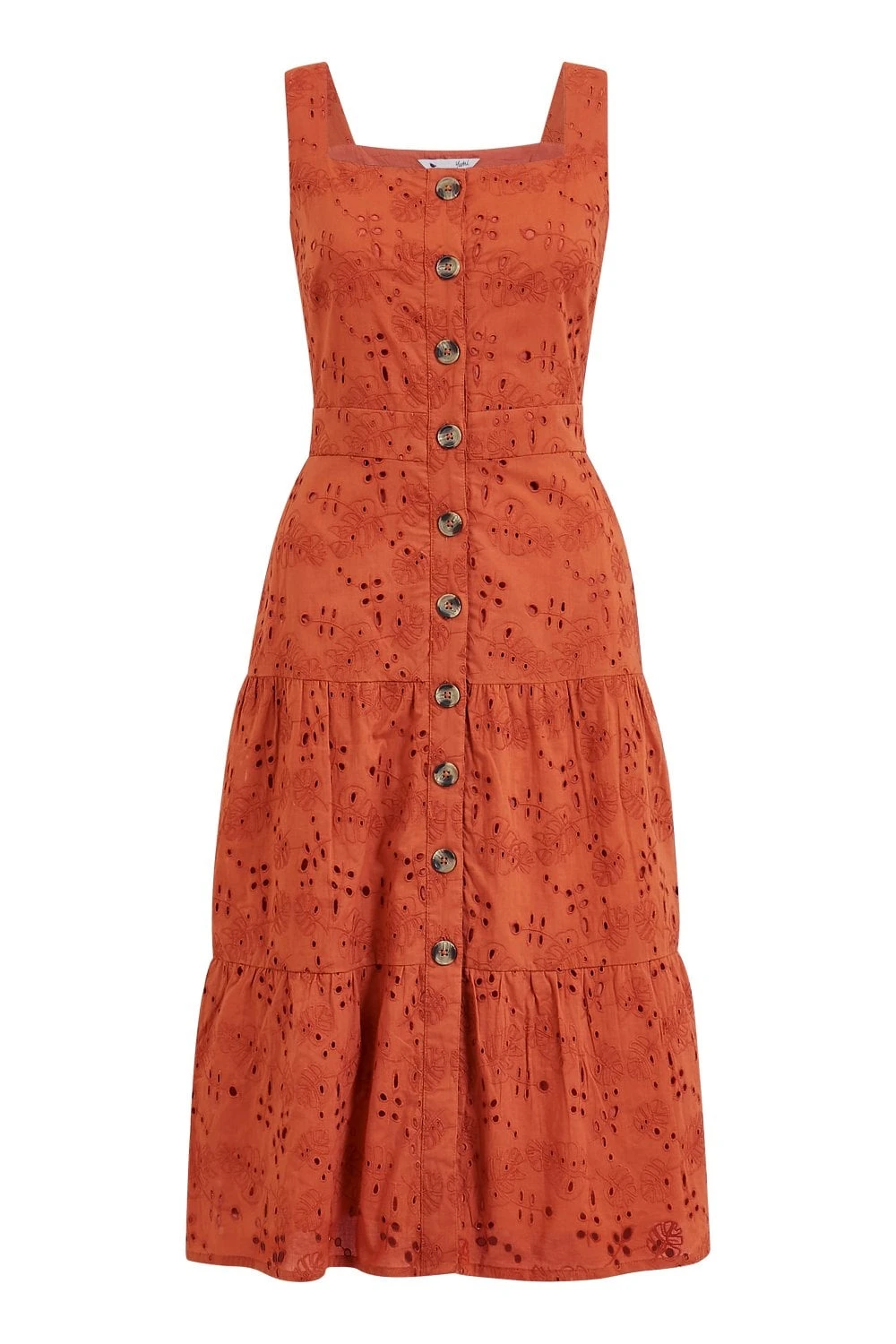 Yumi Burnt Orange Cotton Broderie Anglaise Dress 6 Yumi Burnt Orange Cotton Broderie Anglaise Dress - Image 6