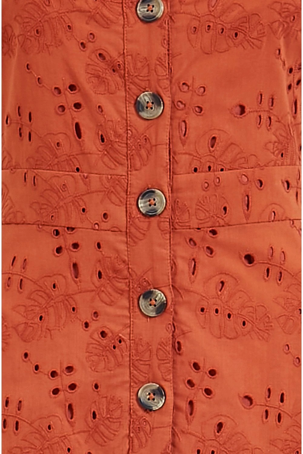 Yumi Burnt Orange Cotton Broderie Anglaise Dress 7 Yumi Burnt Orange Cotton Broderie Anglaise Dress - Image 7