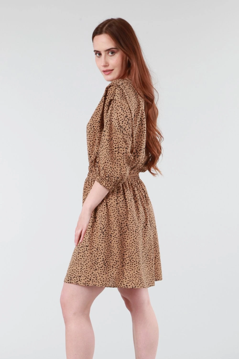 Camel Animal Print Relaxed Shoulder Dress 8 Camel Animal Print Relaxed Shoulder Dress - Image 8