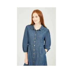 Yumi Chambray Shirt Dress With Puff Sleeves -Cheap My Dreamy Dress Store chambray shirt dress with puff sleeves p9153 103883 image