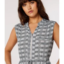 Apricot Check 2 Pocket Zip Tie Midi Dress -Cheap My Dreamy Dress Store check 2 pocket zip tie midi dress p23165 162036 image