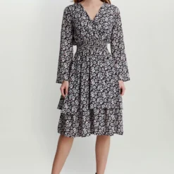 Clora V Neck Rouched Waist Dress