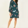 Yumi Crane Long Sleeve Green Tunic Dress