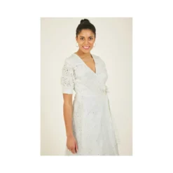 Yumi Cream Broderie Wrap Dress -Cheap My Dreamy Dress Store cream broderie wrap dress p8295 70503 image