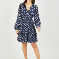 Daisy Printed Tiered Wrap Dress