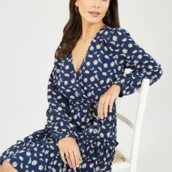 Daisy Printed Tiered Wrap Dress -Cheap My Dreamy Dress Store daisy printed tiered wrap dress p10554 111846 image