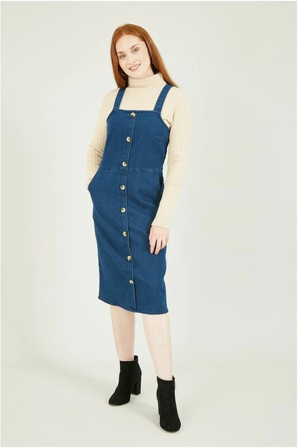 Yumi Denim Dungaree Dress 1 Yumi Denim Dungaree Dress