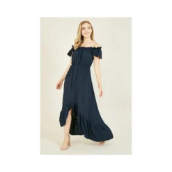 Yumi Dipped Hem Bardot Maxi Dress -Cheap My Dreamy Dress Store dipped hem bardot maxi dress p114 428 image