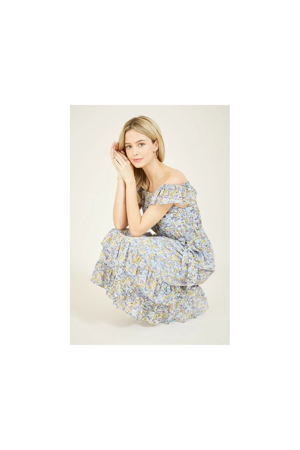 Yumi Ditsy Floral Bardot Dress 3 Yumi Ditsy Floral Bardot Dress - Image 3