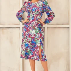 Double Slit Midi Dress