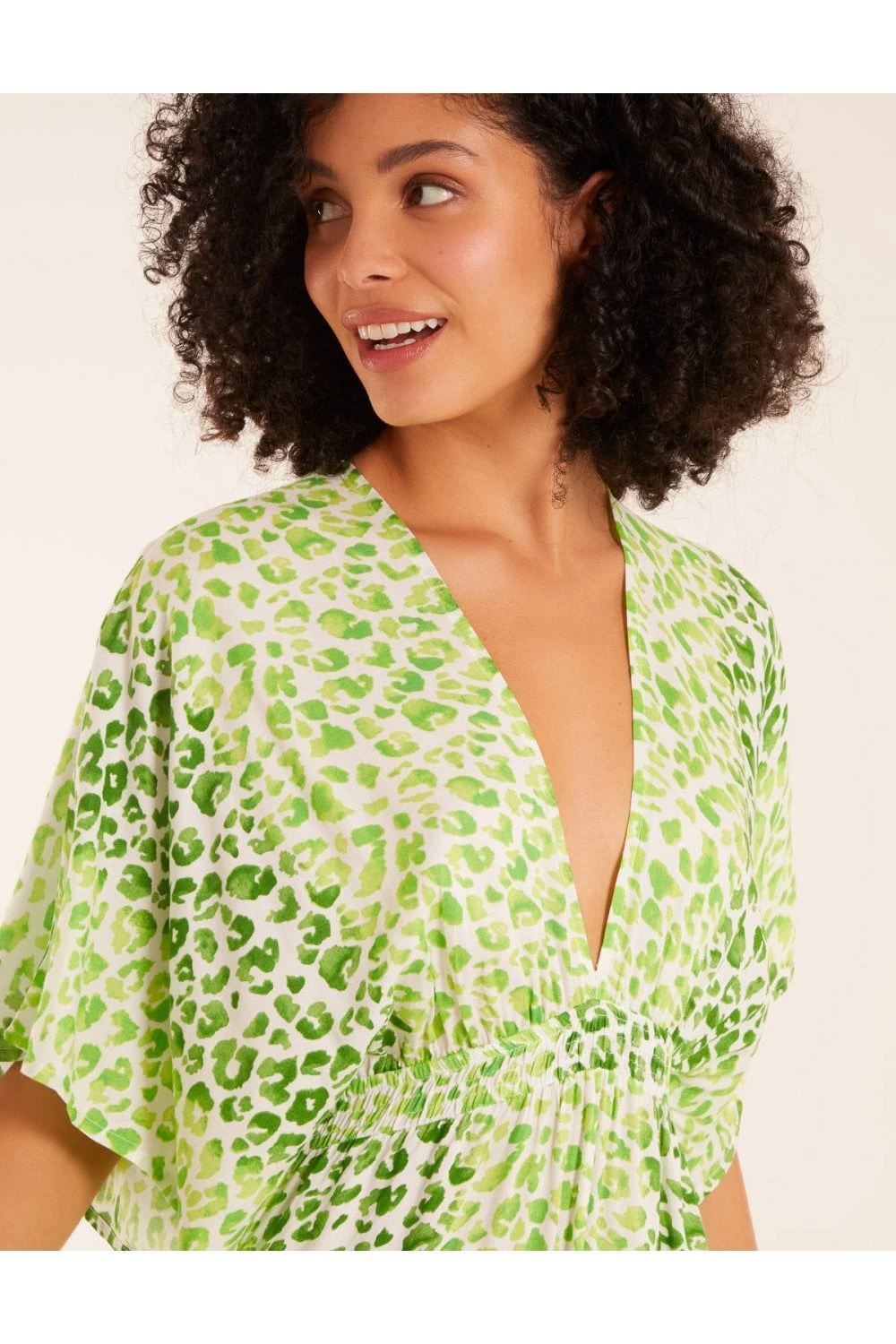 Elasticated Waist Tier Hem Angel Sleeve Maxi Dress 2 Elasticated Waist Tier Hem Angel Sleeve Maxi Dress - Image 2