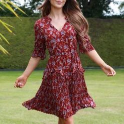 Floral Chiffon Pleat Detail Dress -Cheap My Dreamy Dress Store floral chiffon pleat detail dress p19525 146492 image