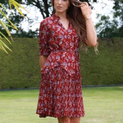 Floral Chiffon Pleat Detail Dress -Cheap My Dreamy Dress Store floral chiffon pleat detail dress p19525 146493 image