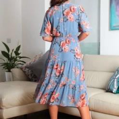Floral Floaty Raglan Sleeve Tiered Dress -Cheap My Dreamy Dress Store floral floaty raglan sleeve tiered dress p23044 161492 image
