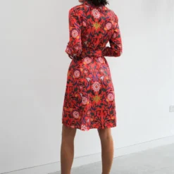 Floral Long Sleeved Button Through Mini Summer Dress In Orange -Cheap My Dreamy Dress Store floral long sleeved button through mini summer dress in orange p23202 162170 image