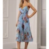 Floral Print Pleated Wrap Body Midi Dress