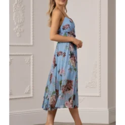 Floral Print Pleated Wrap Body Midi Dress -Cheap My Dreamy Dress Store floral print pleated wrap body midi dress p14183 122395 image