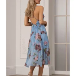 Floral Print Pleated Wrap Body Midi Dress -Cheap My Dreamy Dress Store floral print pleated wrap body midi dress p14183 122397 image