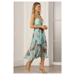 Floral Print Pleated Wrap Body Midi Dress -Cheap My Dreamy Dress Store floral print pleated wrap body midi dress p14294 122608 image