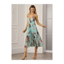 Floral Print Pleated Wrap Body Midi Dress -Cheap My Dreamy Dress Store floral print pleated wrap body midi dress p14294 122609 image