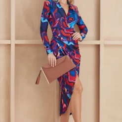 Forever Wrap Midi Dress With Front Slit In Purple Multicolour Print 6 Forever Wrap Midi Dress With Front Slit In Purple Multicolour Print -Cheap My Dreamy Dress Store forever wrap midi dress with front slit in purple multicolour print p16439 132679 image