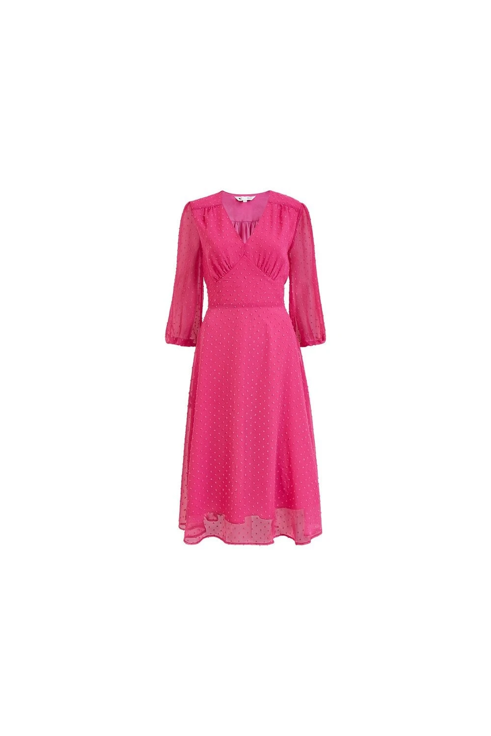 Yumi Fuchsia Pink Dobby Spot Kimono Midi Dress 6 Yumi Fuchsia Pink Dobby Spot Kimono Midi Dress - Image 6