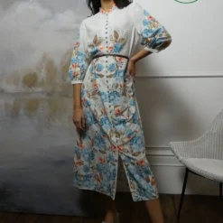 Gabriella White Floral Detail Midi Dress