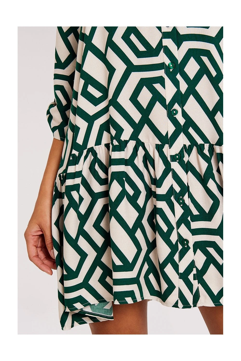 Apricot Geo Print Tiered Shirt Dress 3 Apricot Geo Print Tiered Shirt Dress - Image 3