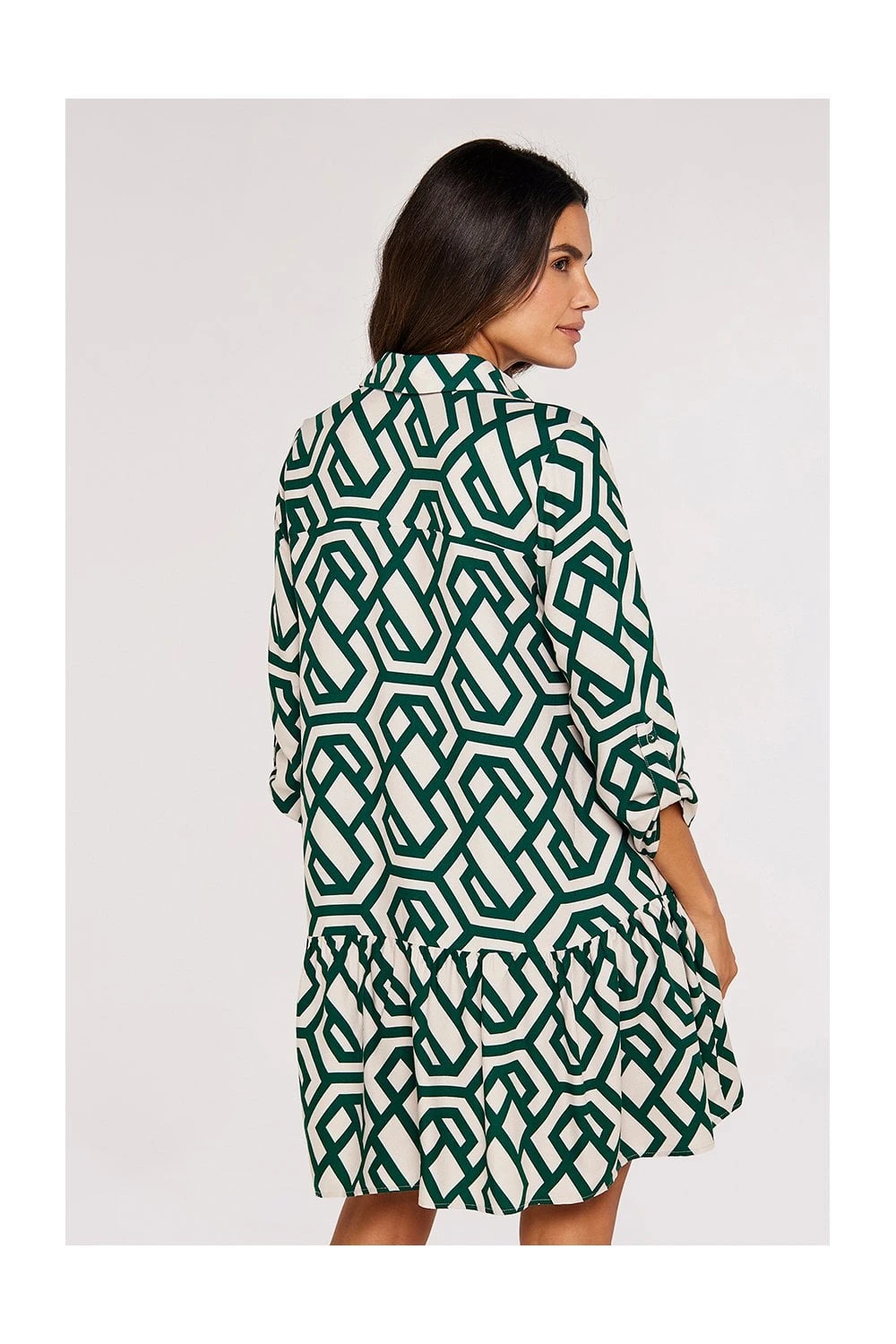 Apricot Geo Print Tiered Shirt Dress 4 Apricot Geo Print Tiered Shirt Dress - Image 4