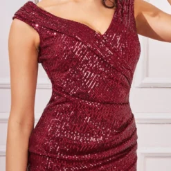 Bardot Sequin Pleated Maxi Dress - Wine 6 Bardot Sequin Pleated Maxi Dress - Wine -Cheap My Dreamy Dress Store goddiva bardot sequin pleated maxi dress wine p22672 159688 image