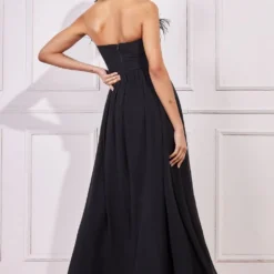 Chiffon Feather Bandeau Maxi Dress - Black -Cheap My Dreamy Dress Store goddiva chiffon feather bandeau maxi dress black p22818 160276 image