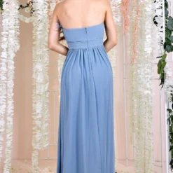 Chiffon Feather Bandeau Maxi Dress- Blue -Cheap My Dreamy Dress Store goddiva chiffon feather bandeau maxi dress blue p22813 160255 image
