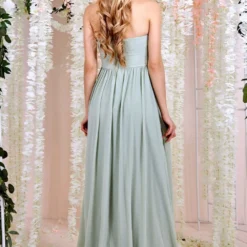 Chiffon Front Split Bandeau Maxi Dress - Sage Green -Cheap My Dreamy Dress Store goddiva chiffon front split bandeau maxi dress sage green p22819 160280 image