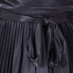 Satin Pleated Skirt Wrap Midi Dress - Black -Cheap My Dreamy Dress Store goddiva satin pleated skirt wrap midi dress black p22269 158002 image