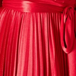 Satin Pleated Skirt Wrap Midi Dress - Red -Cheap My Dreamy Dress Store goddiva satin pleated skirt wrap midi dress red p22270 158006 image