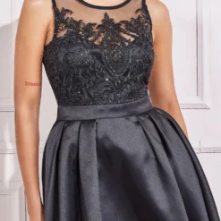 Sequin & Satin Dipped Hem Midi Dress - Black -Cheap My Dreamy Dress Store goddiva sequin satin dipped hem midi dress black p21876 156182 image