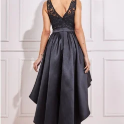 Sequin & Satin Dipped Hem Midi Dress - Black -Cheap My Dreamy Dress Store goddiva sequin satin dipped hem midi dress black p21876 156183 image