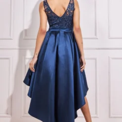 Sequin & Satin Dipped Hem Midi Dress - Navy -Cheap My Dreamy Dress Store goddiva sequin satin dipped hem midi dress navy p21874 156176 image