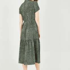 Yumi Green Animal Print Midi Shirt Dress -Cheap My Dreamy Dress Store green animal print midi shirt dress p10487 111191 image