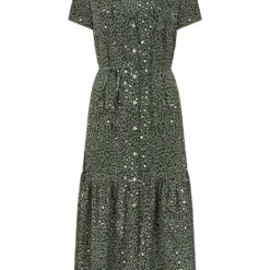 Yumi Green Animal Print Midi Shirt Dress -Cheap My Dreamy Dress Store green animal print midi shirt dress p10487 111192 image