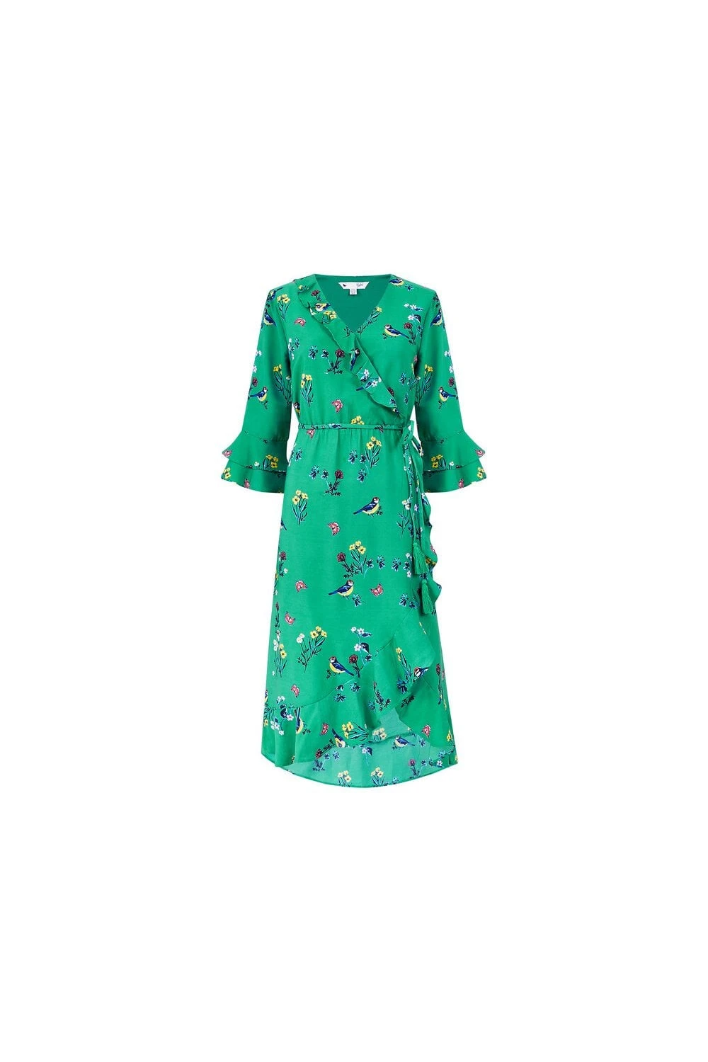 Yumi Green Bird Print Wrap Dress 4 Yumi Green Bird Print Wrap Dress - Image 4
