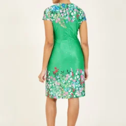 Yumi Green Cluster Floral Bodycon Wrap Dress -Cheap My Dreamy Dress Store green cluster floral bodycon wrap dress p7901 113877 image