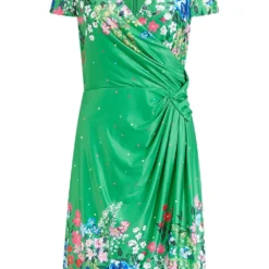 Yumi Green Cluster Floral Bodycon Wrap Dress -Cheap My Dreamy Dress Store green cluster floral bodycon wrap dress p7901 113879 image