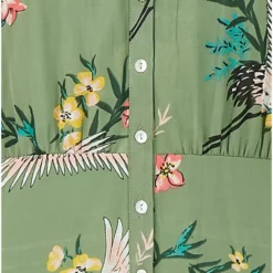 Yumi Green Crane Print Midi Shirt Dress -Cheap My Dreamy Dress Store green crane print midi shirt dress p10468 110547 image