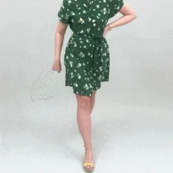 Yumi Green Daisy Ladybird Print Shirt Dress -Cheap My Dreamy Dress Store green daisy ladybird print shirt dress p10238 109074 image