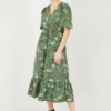 Yumi Green Daisy Print Midi Dress